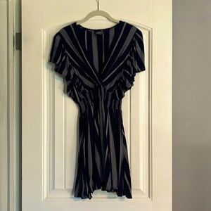 Angie dress. Navy blue, silver stripes.